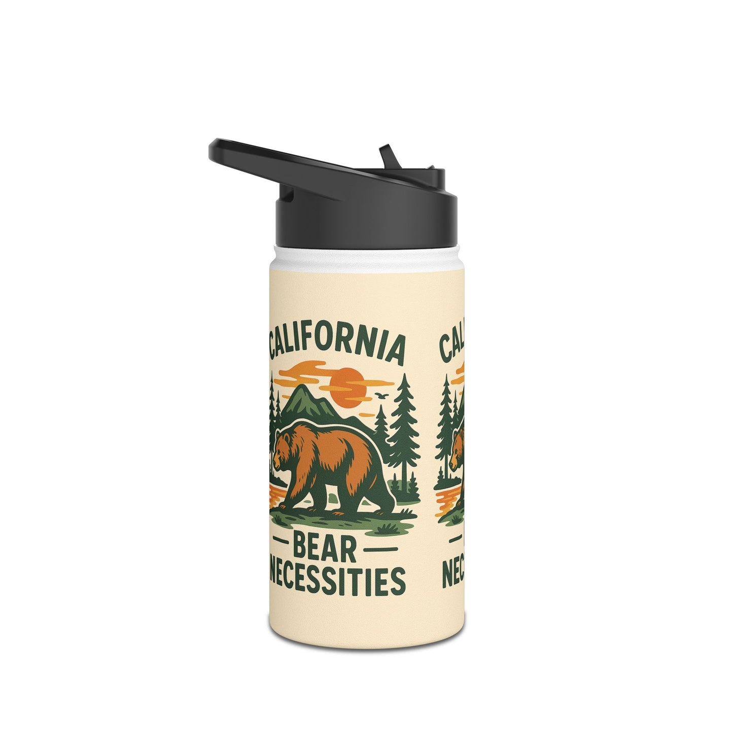 California Bear Necessities Water Bottle, Eco-Friendly Drinkware, Hiking, Camping, Outdoor Adventure, Gift for Nature Lovers, Travel Gear
