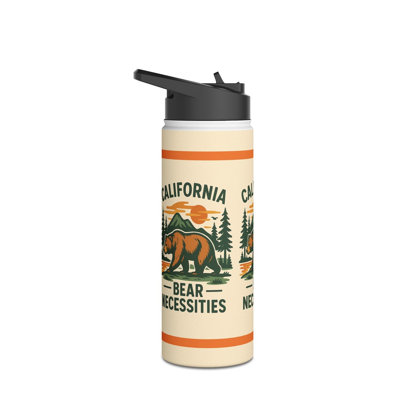 California Bear Necessities Water Bottle, Eco-Friendly Drinkware, Hiking, Camping, Outdoor Adventure, Gift for Nature Lovers, Travel Gear