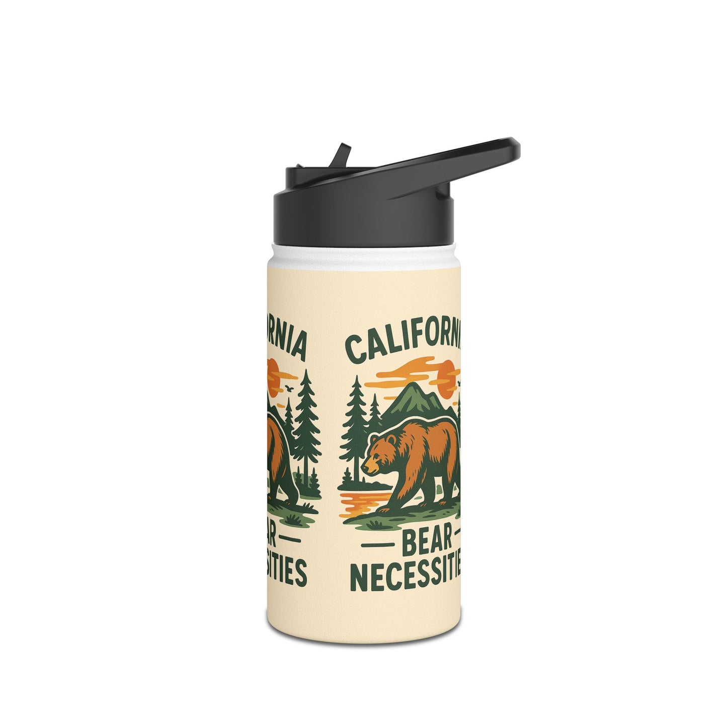 California Bear Necessities Water Bottle, Eco-Friendly Drinkware, Hiking, Camping, Outdoor Adventure, Gift for Nature Lovers, Travel Gear