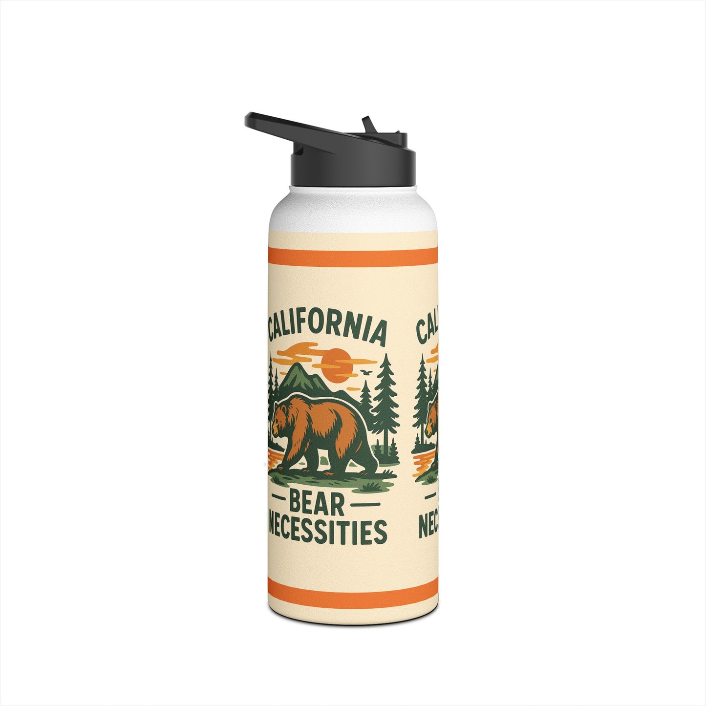 California Bear Necessities Water Bottle, Eco-Friendly Drinkware, Hiking, Camping, Outdoor Adventure, Gift for Nature Lovers, Travel Gear