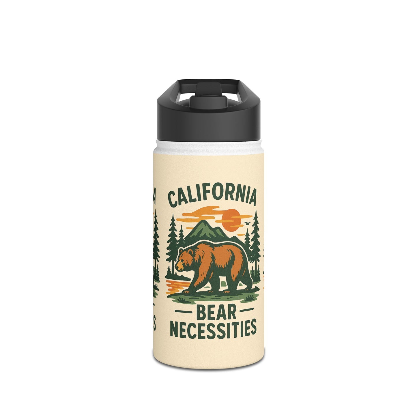 California Bear Necessities Water Bottle, Eco-Friendly Drinkware, Hiking, Camping, Outdoor Adventure, Gift for Nature Lovers, Travel Gear