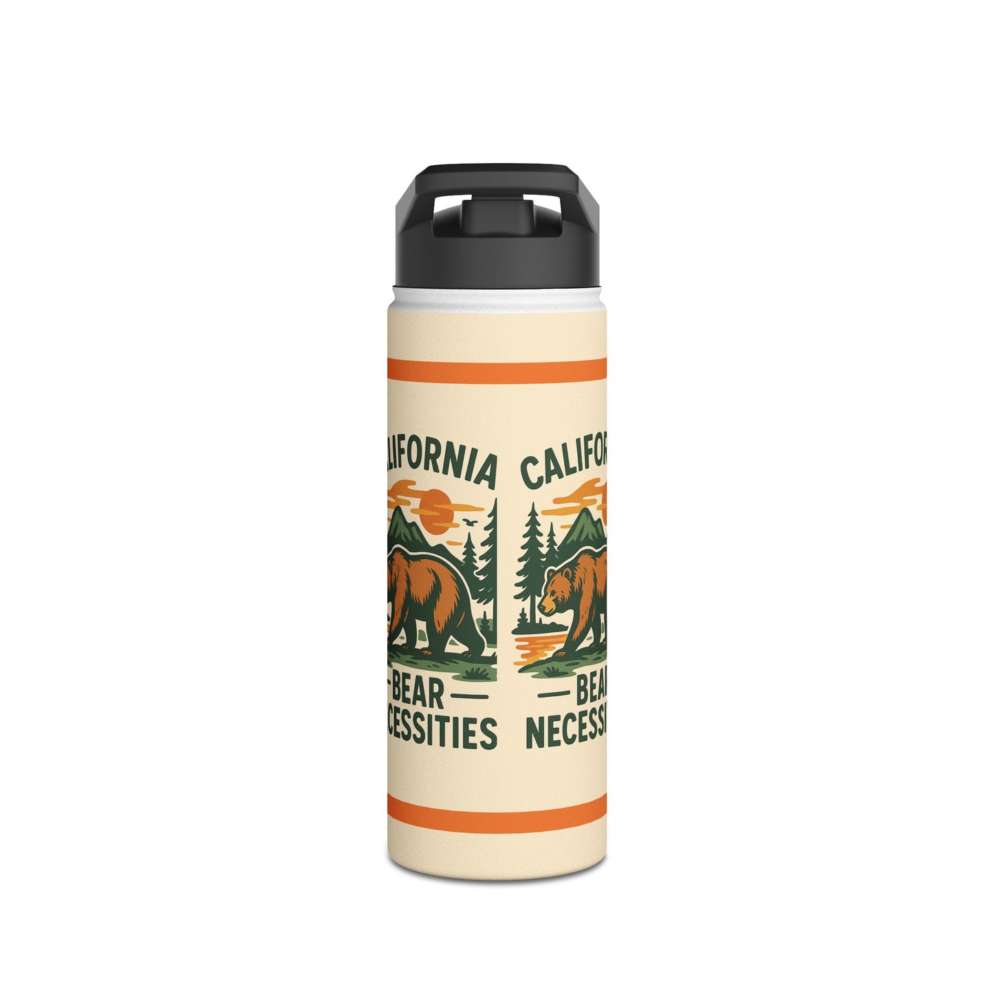 California Bear Necessities Water Bottle, Eco-Friendly Drinkware, Hiking, Camping, Outdoor Adventure, Gift for Nature Lovers, Travel Gear