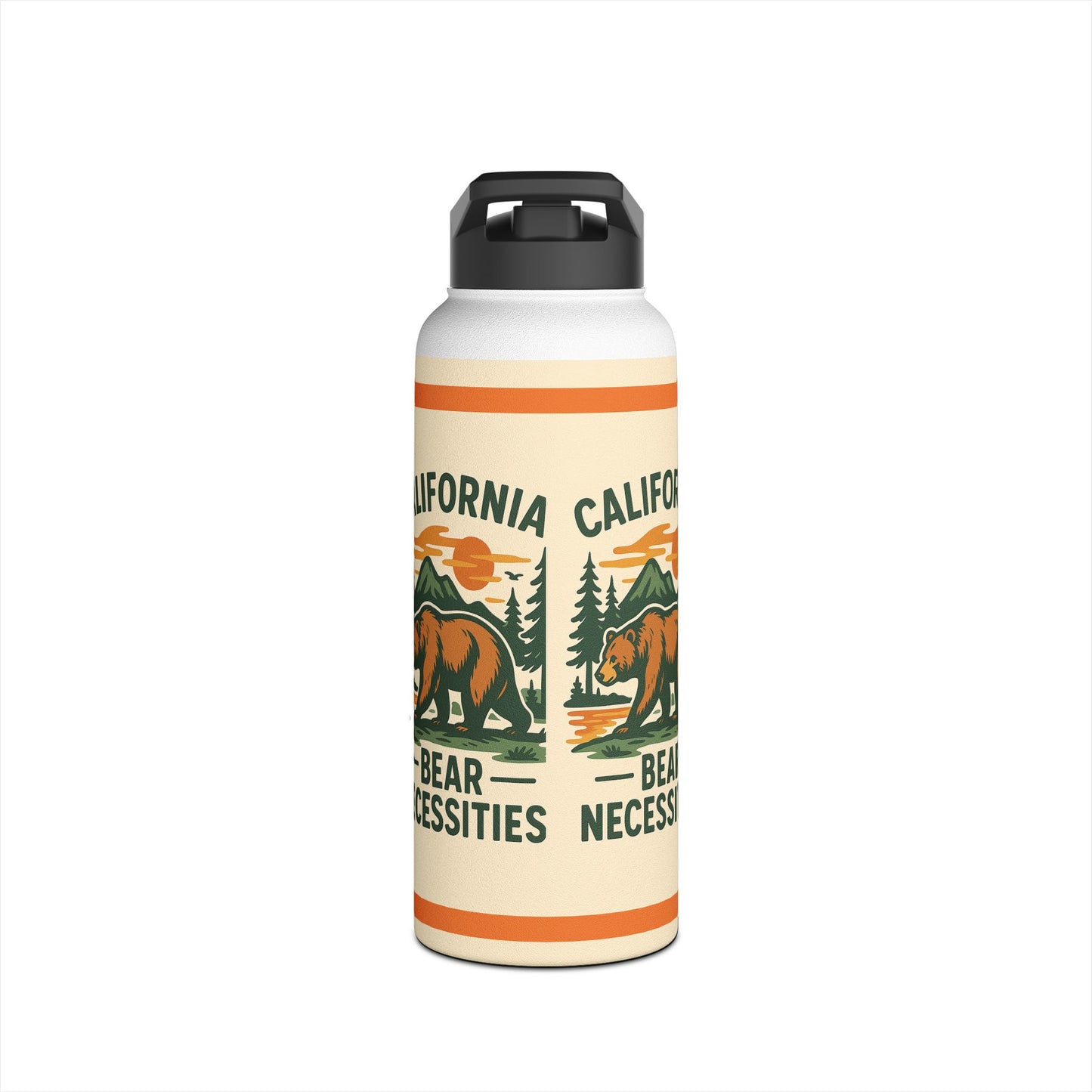 California Bear Necessities Water Bottle, Eco-Friendly Drinkware, Hiking, Camping, Outdoor Adventure, Gift for Nature Lovers, Travel Gear