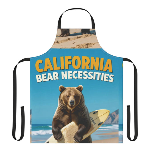 California Bear Necessities Apron for Cooking Enthusiasts, Fun Kitchen Gift, Great for BBQs, Parties, and Gift Giving, Unique Bear Design