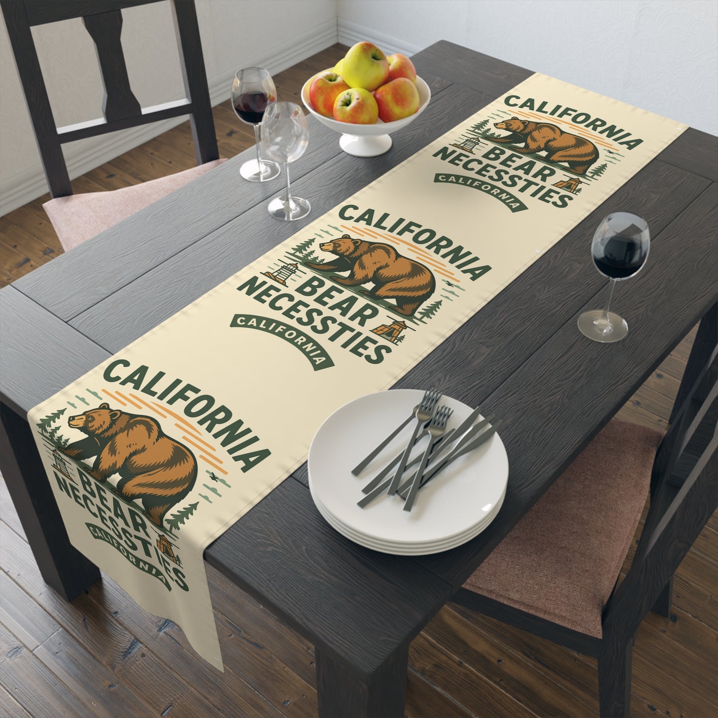 California Bear Necessities Table Runner | Rustic Home Decor, Dining Table Accent, Gift for Nature Lovers, Farmhouse Style
