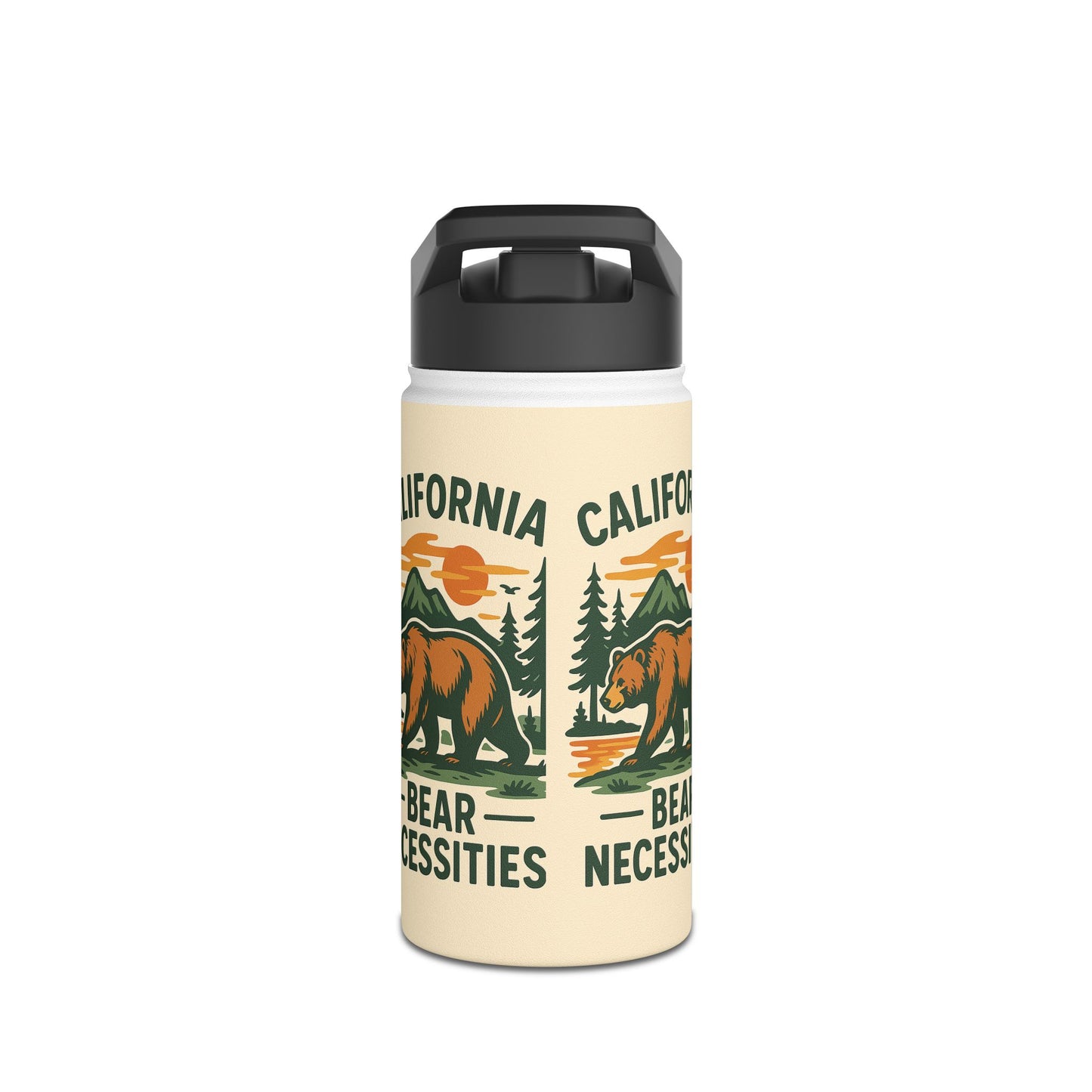California Bear Necessities Water Bottle, Eco-Friendly Drinkware, Hiking, Camping, Outdoor Adventure, Gift for Nature Lovers, Travel Gear