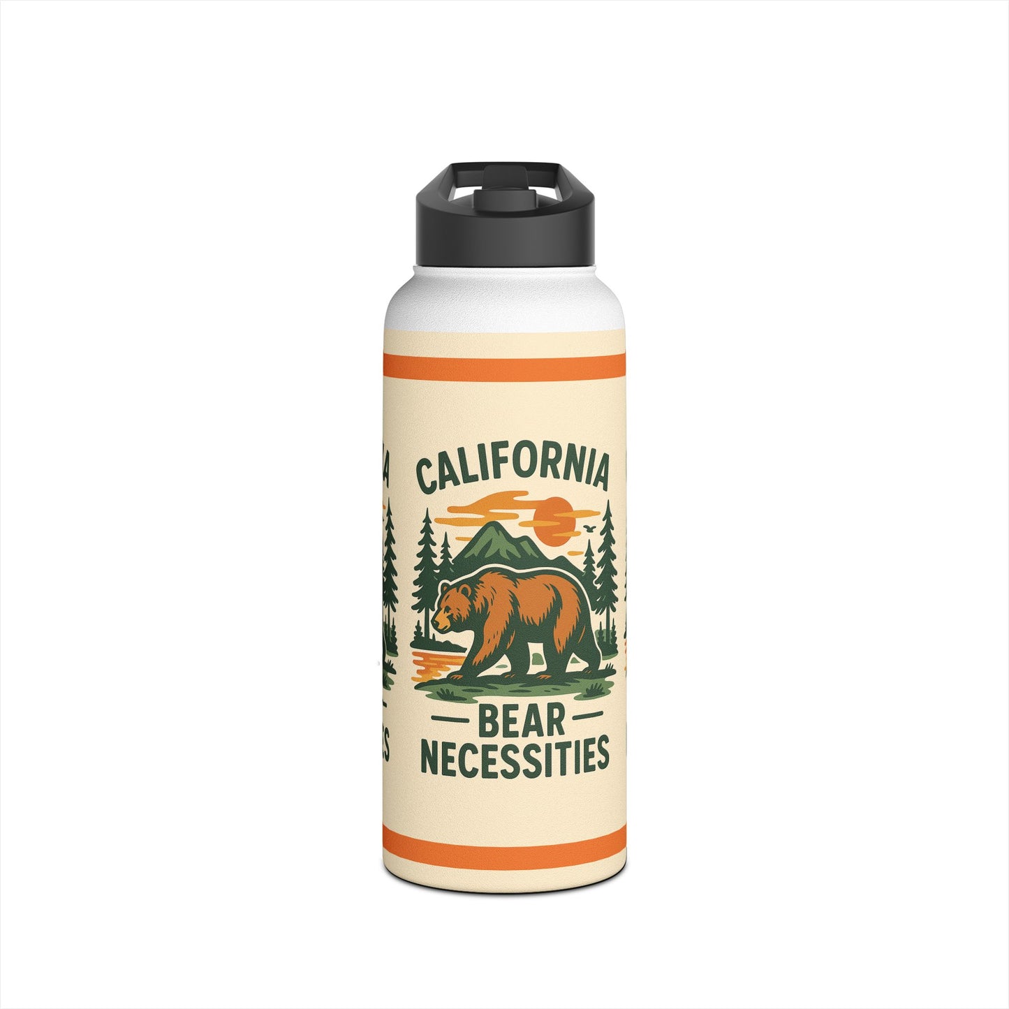 California Bear Necessities Water Bottle, Eco-Friendly Drinkware, Hiking, Camping, Outdoor Adventure, Gift for Nature Lovers, Travel Gear