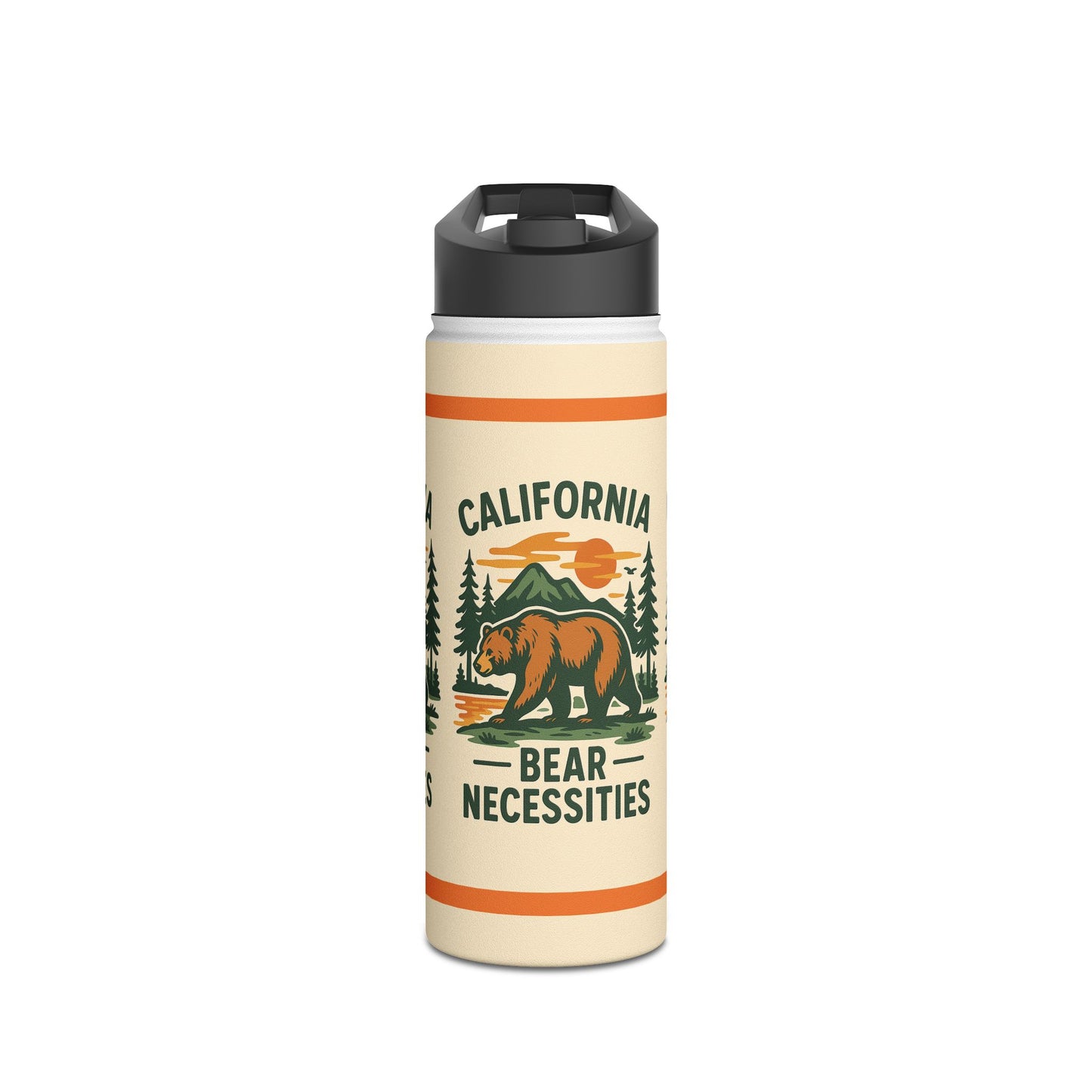 California Bear Necessities Water Bottle, Eco-Friendly Drinkware, Hiking, Camping, Outdoor Adventure, Gift for Nature Lovers, Travel Gear