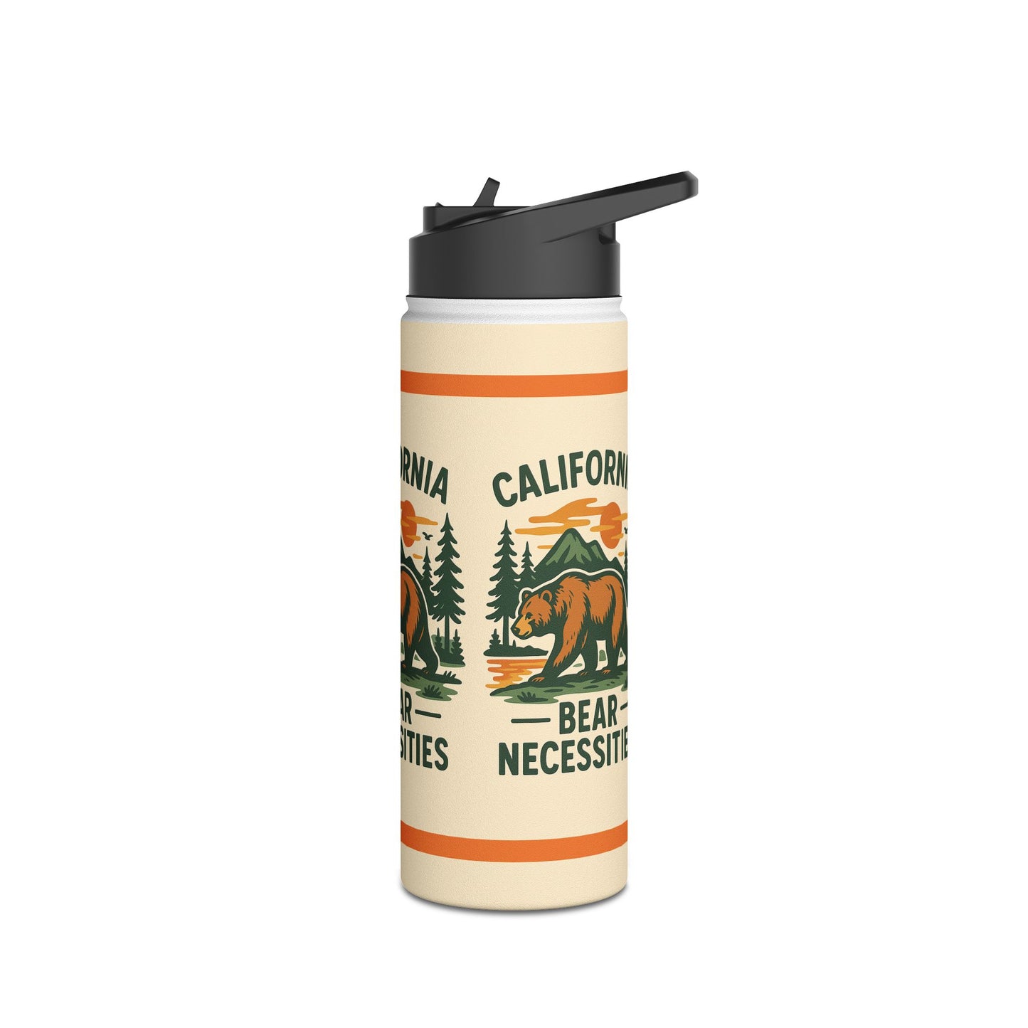 California Bear Necessities Water Bottle, Eco-Friendly Drinkware, Hiking, Camping, Outdoor Adventure, Gift for Nature Lovers, Travel Gear