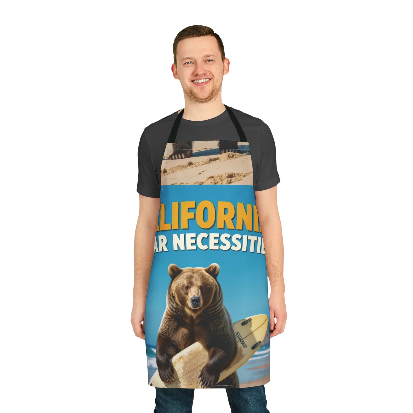 California Bear Necessities Apron for Cooking Enthusiasts, Fun Kitchen Gift, Great for BBQs, Parties, and Gift Giving, Unique Bear Design