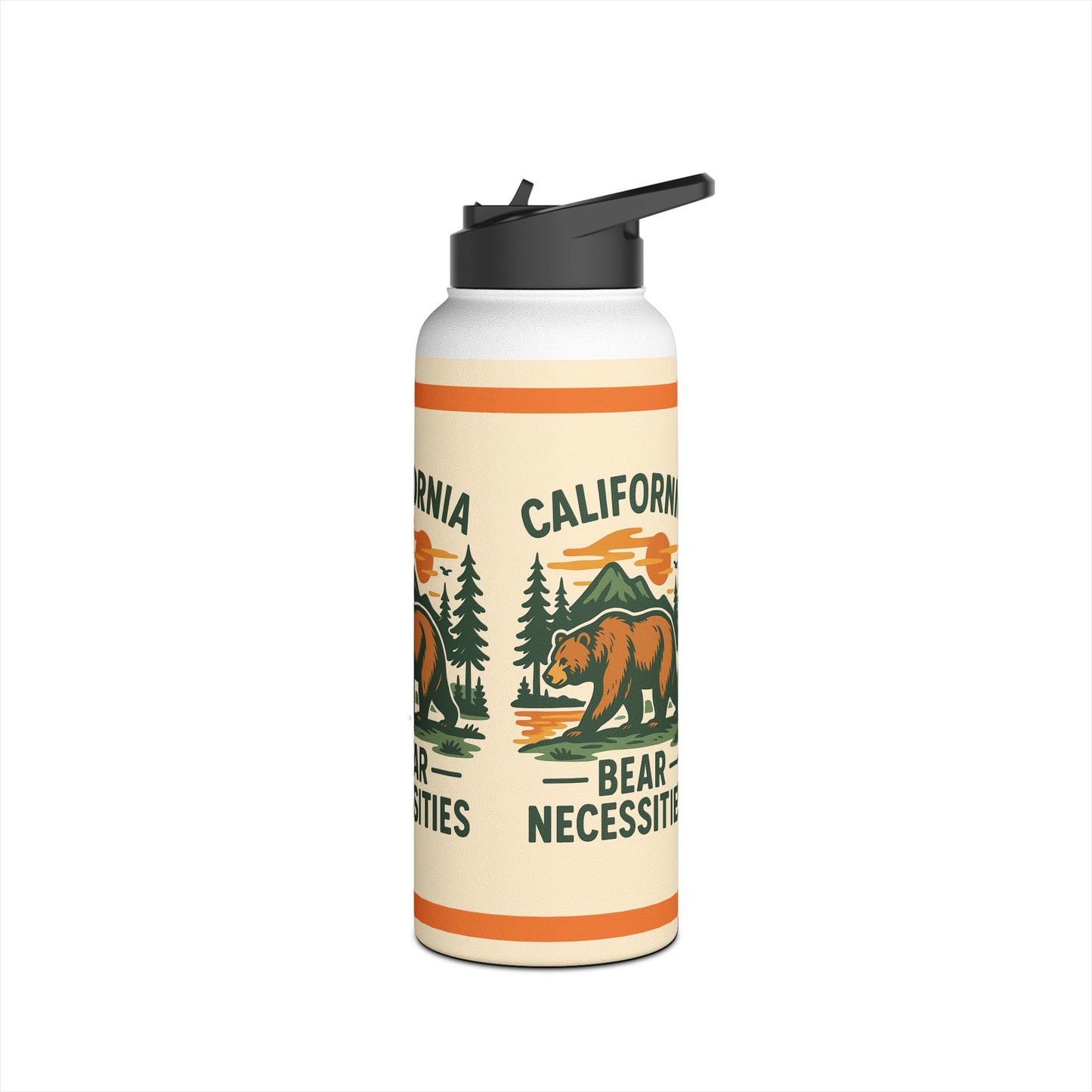 California Bear Necessities Water Bottle, Eco-Friendly Drinkware, Hiking, Camping, Outdoor Adventure, Gift for Nature Lovers, Travel Gear