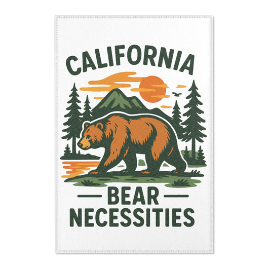 California Bear Necessities Area Rug, Cozy Home Decor, Nature Lover's Gift, Cabin Rug, Rustic Accent, Outdoor Vibe, Wilderness Decor