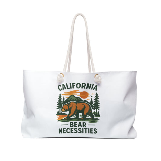 California Bear Necessities Weekender Bag, Travel Tote, Camping Essentials, Eco-Friendly Carryall, Outdoor Adventure Gear